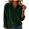 Autumn Winter Women Striped Corduroy Shirt Jacket, Lapel Long Sleeve Loose Thick Casual Outwear Coat for Women