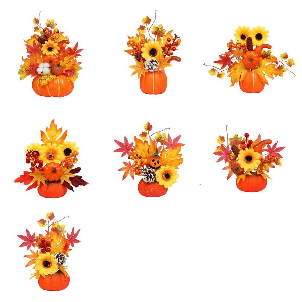 Fake Plant Simulation  Pumpkin Flowers Simulation Flowers Halloween Pumpkin  Party Decor