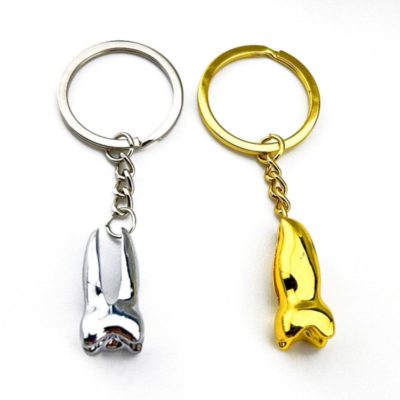 Sturdy Zinc Alloy Materials Tooth Shaped Keychain Charm Pendant Portable for Dental Professionals and Clinic Giveaways