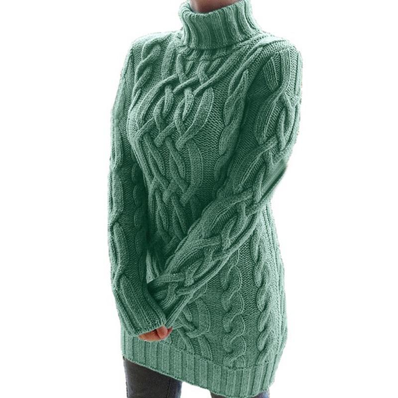 Autumn and Winter Long Sleeve Casual Knitted Sweater Dress Women Vintage Slim Fit Solid Knitted Dress Women Elegant Turtleneck Sexy Lady Dresses 24905