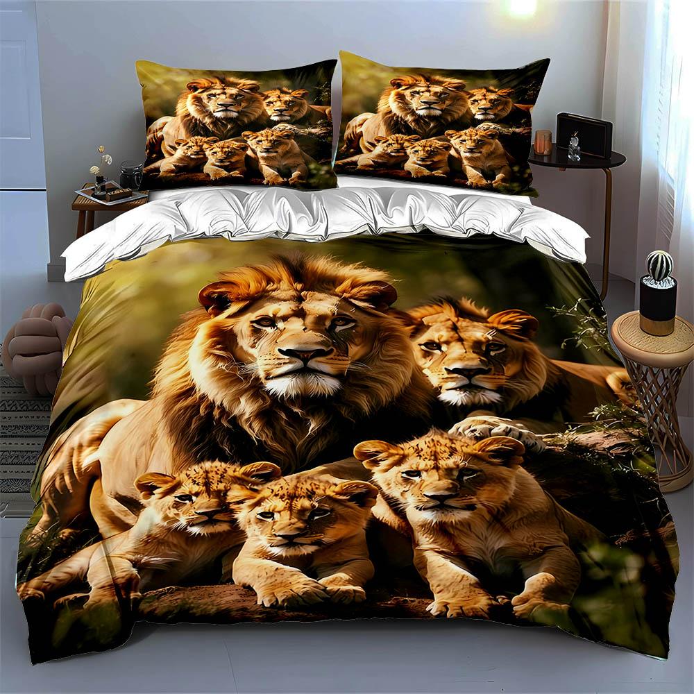 Lion family portrait. Bedding Duvet cover sets Duvet covers Pillowcases gifts (1 * Duvet Cover 2 * Pillowcases, without duvet insert)