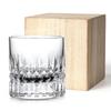 Crystal Rocks Glass, Whiskey Glass, Hand-Carved, 260ml, Thick-Bottom Design, Wooden Box, Gift Set