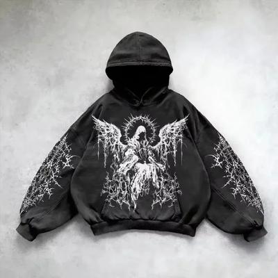 Europe et Amérique Tendance Hip Hop Y2K Rétro Sweat à capuche pour enfant Pull Street pour garçon Sweat-shirt Décontracté Ample Vintage Sweat à capuche pour fille Haut