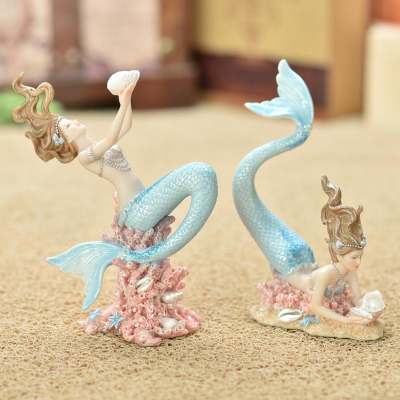 Nordic Resin Cute Mermaid Princess Figurines Fish Tank Ornaments Kawaii Decor Home Furnishing Decoration Crafts Birthday Gifts