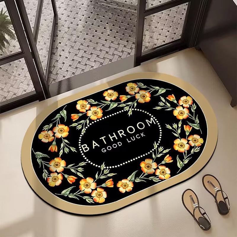 Nordic Style Flower Diatom Mud Floor Mat Shower Room Non-Slip And Dirt-Resistant Absorbent Floor Mat Bathroom Easy To Take Care Of Floor Mat