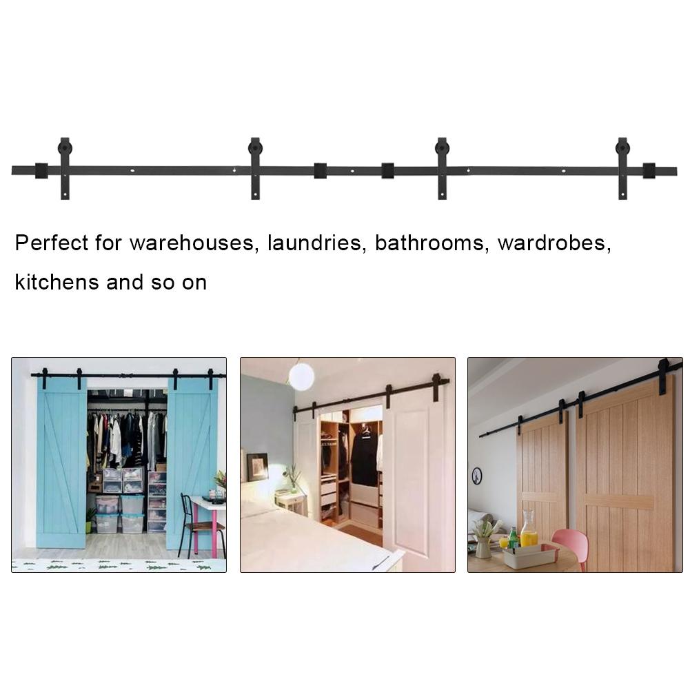Barn Sliding Wood Door Track System Kit 4m Double Door Sliding Door Hardware Accessories for