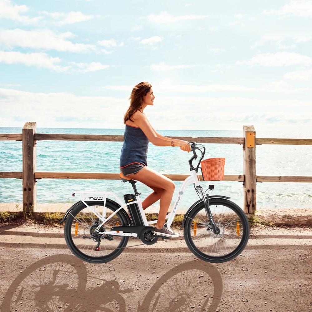 TTGO YY-26ST Elektrofahrrad 250W Motor 36V14.5Ah Akku Höchstgeschwindigkeit 25km/h Maximale Reichweite 60-75km Shimano 6-Gang City Pendel Ebike