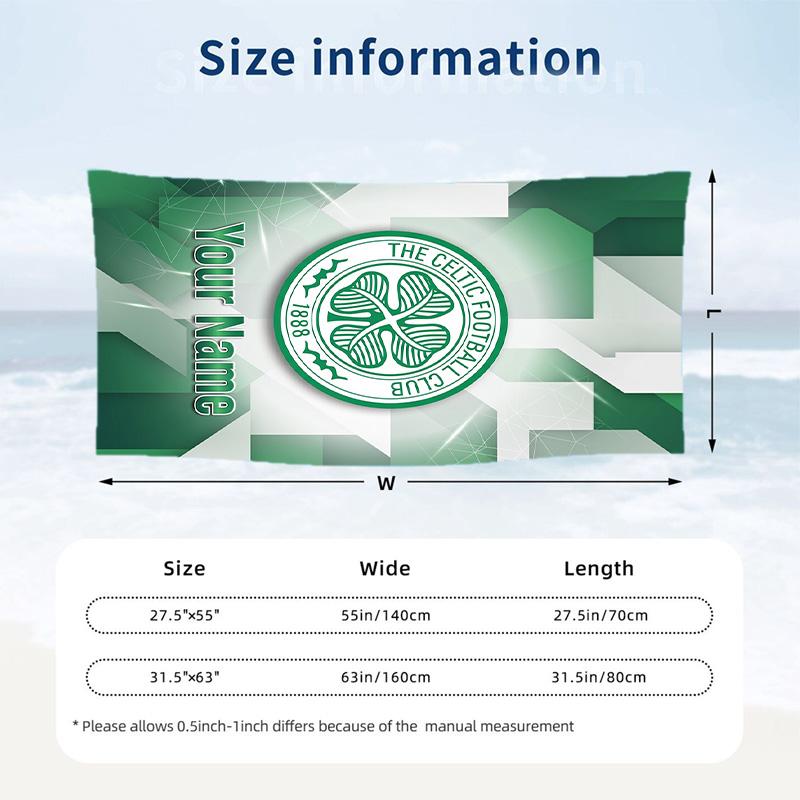 Beach Towel Celtic FC Print Custom Name Text Soft Towel for Swimming Pool