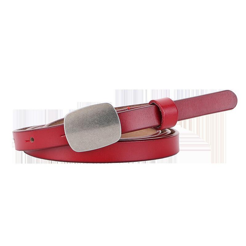 Classic Leather Belt For Women With Alloy Buckle And Slim Design For Casual Dresses