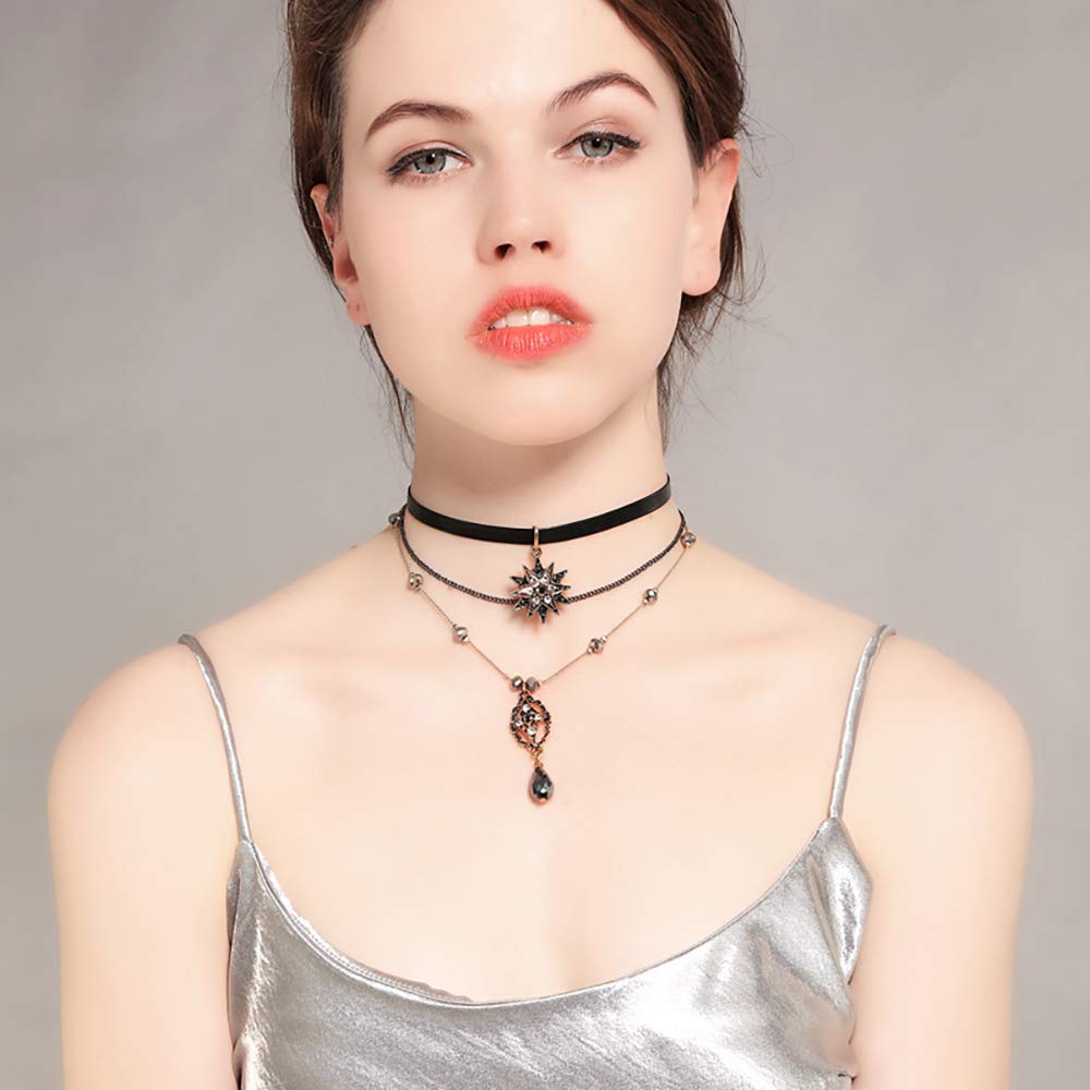 Casvno Choker Necklace, Women's, Layered Star Pendant Necklace Jewelry, Metal