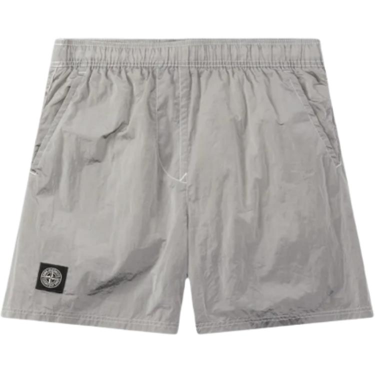 

Stone Island Logo Patch Elastic Waist Swim Shorts Men swimwear Gray 1015B0943-V0003 XL
