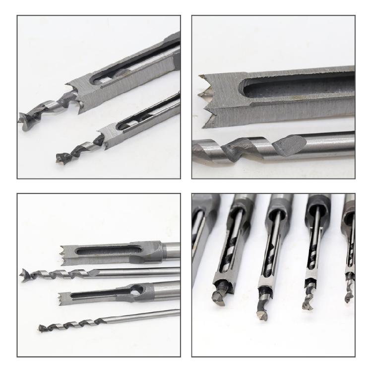 7Pcs Complete Square Mortising Chisel Set Heat Resistant Material Chisel Drill Bits For Efficient Wood Drilling