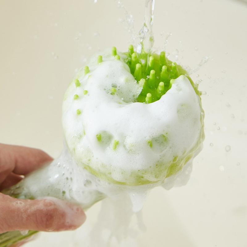 Cepillo de champú de mango largo Cepillo de baño Cepillo de masaje del cuero cabelludo Peine de presión para dispensar Peine de exfoliación corporal Herramientas de peinado de peluquería