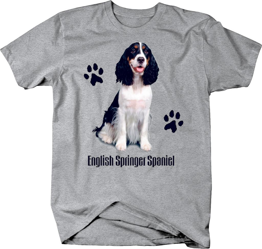 Roztomilý anglický Springer Spaniel Dog Sitting Paw Prints Custom Unisex trička