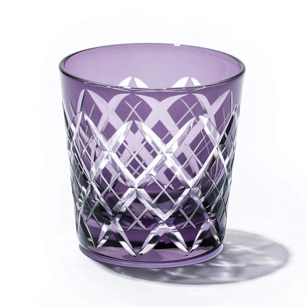 

[Official Taiburo Workshop] Edo Kiriko Yaraimon Chilled Sake Cup (Edo Purple) TB90152-1M, Wooden Box, Made in Japan