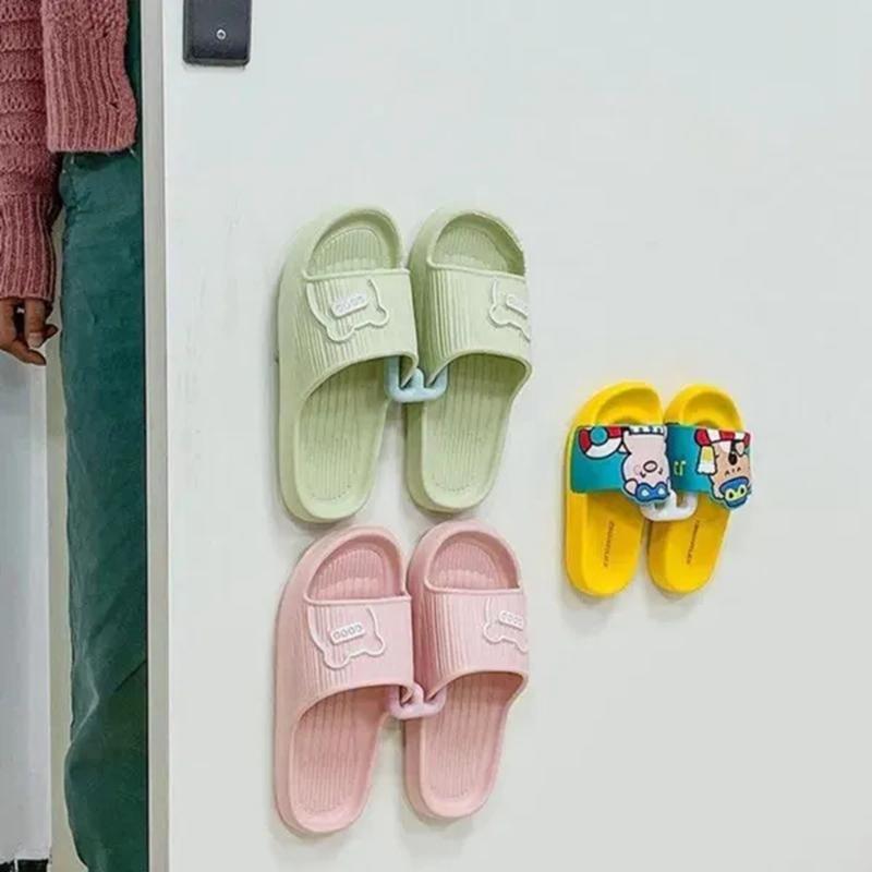 1/3 Pcs Bathroom Slipper Shelf Self-adhesive No Punching Wall Mounted One Piece Shoe Rack Space Saving Shelf Bathroom Hanging