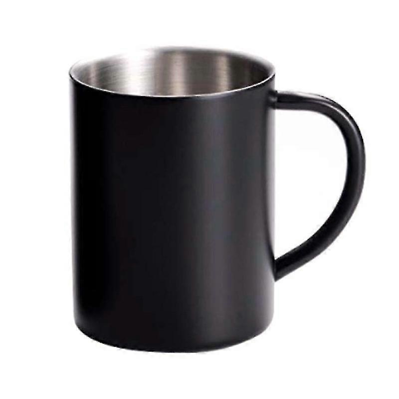 1pc Stainless Steel Mug Spray Lacquer Hollow Insulated Black Office Tea Cup (medium Size Without Lid)