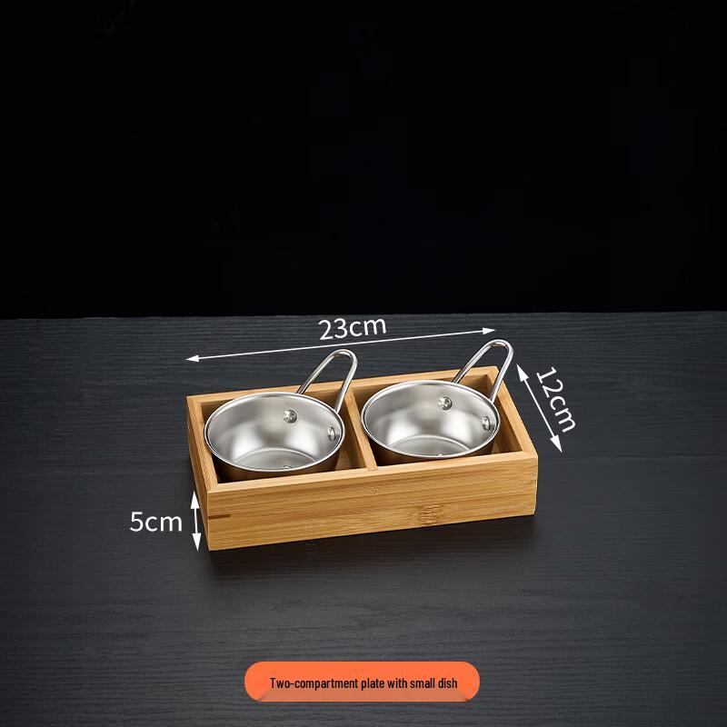 Bamboo Wood Divided Serving Tray for Hotpot & BBQ