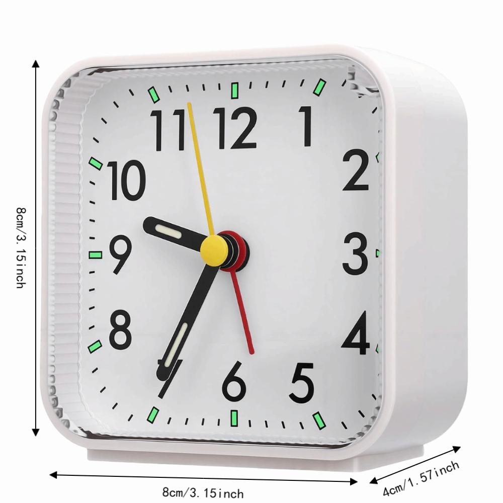 3.15in Silent Alarm Clock ABS Bedside Alarm Clock Small Desk Alarm Clock  for Bedside Desk