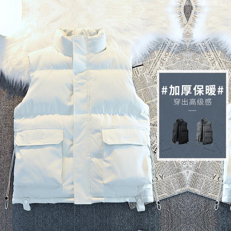 Autumn and winter velvet thickened vest men's loose large size vest thermal vest trendy stand-up collar sleeveless cotton-padded coat
