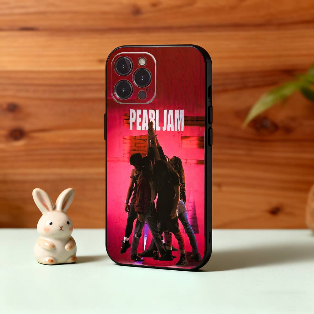 

P-Pearl J-Jam Band Phone Case For iPhone17,16,15,14,13,12Plus,Pro Max,XS,5G Soft Silicone Black Cover iPhoneXSMAX