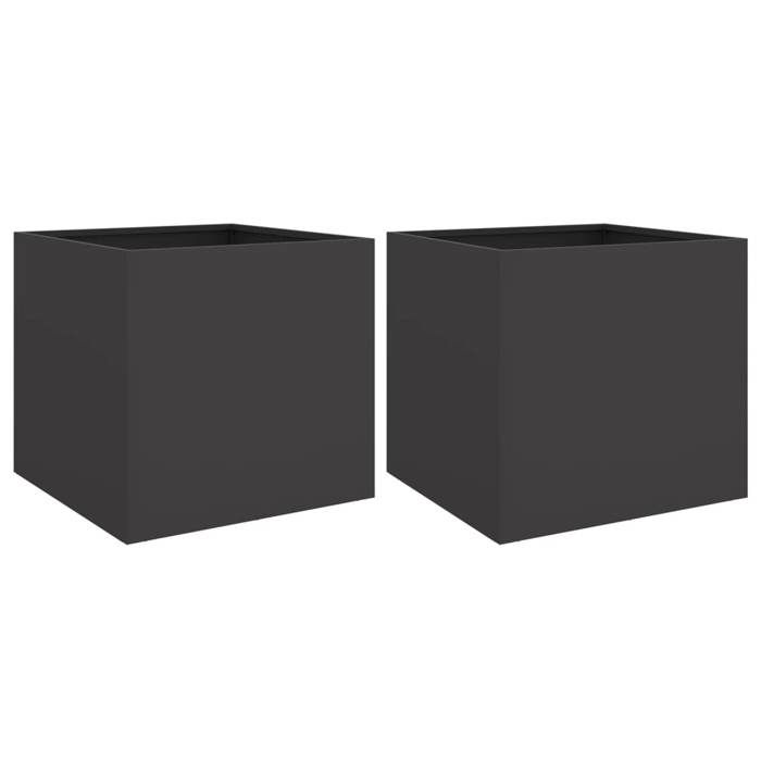 VidaXL Planters 2 Pcs, Flower Boxes, Plant Pots, Window Boxes, Raised Garden Planters for Patio, Black 841560