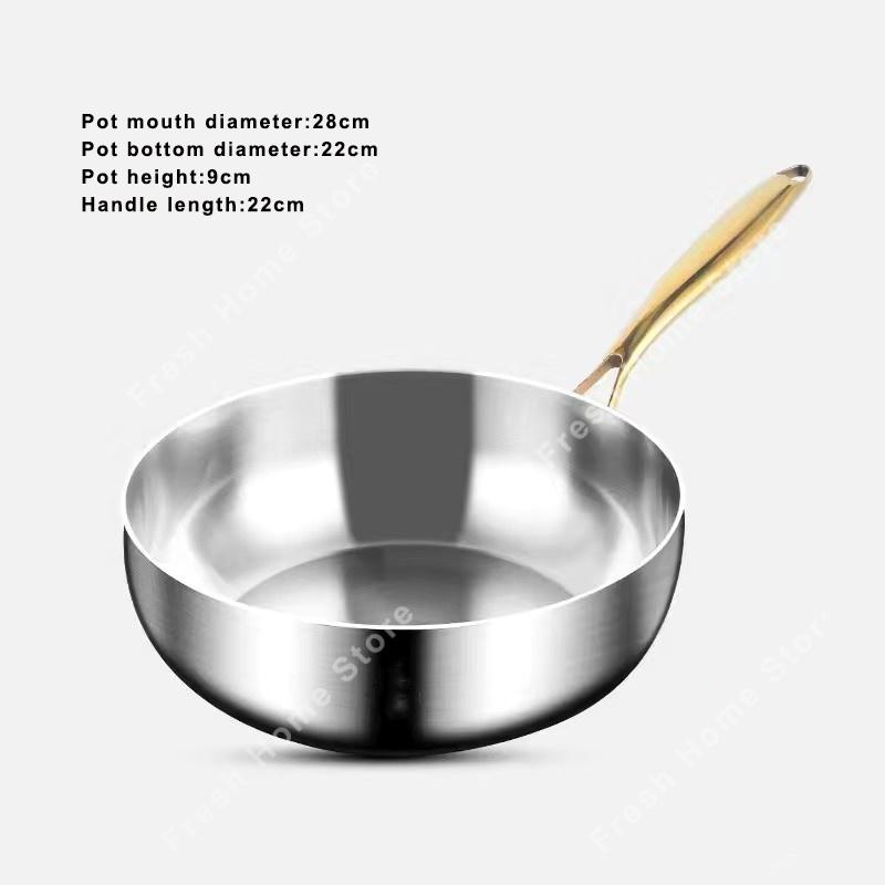 Deep Fry Pan Non-Stick Pots 316 Stainless Steel Steak Wok Pans For Home Induction Electric Cooktop Kitchen Cookware Saucepan New