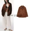Autumn New Women Maillard Retro Long Sleeve Lapel Suede Texture Loose Blazers 1966050