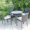 Outdoor Leisure Dining Set: Woven Rattan Table and Chairs for Hotel or Patio