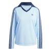Originals Adicolor Casual Comfortable Versatile Fashion V-Neck Long Sleeve Polo Shirt Women Tops Sky-Blue JD2604