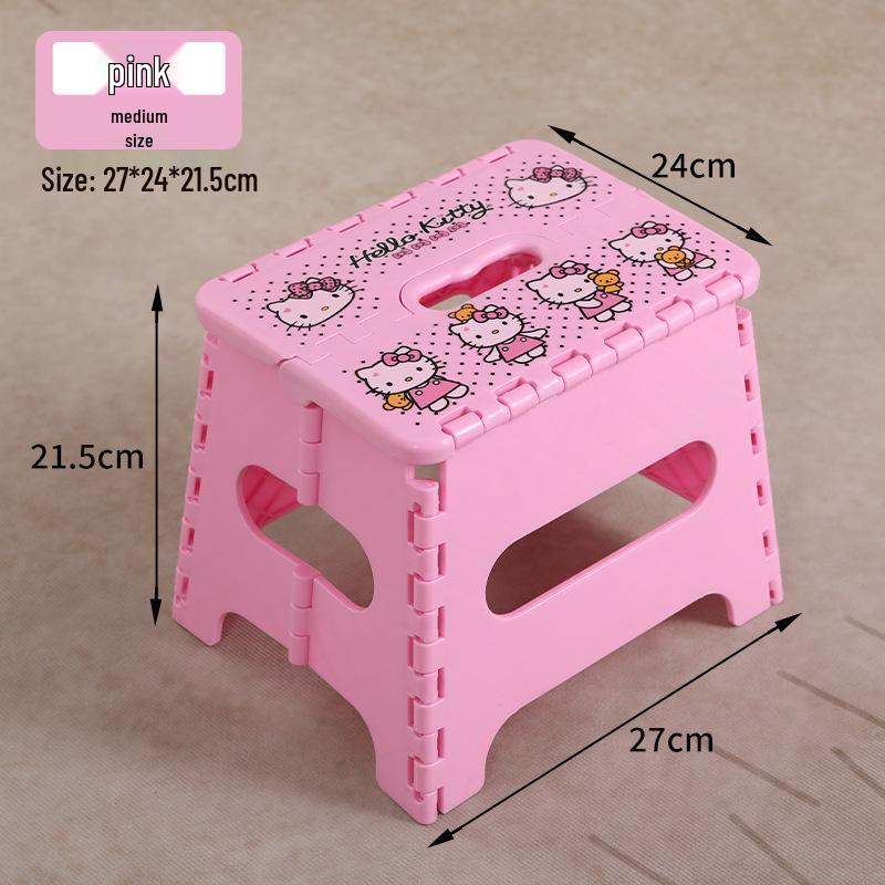 Portable Folding Cartoon Stool for Children & Adults - Durable Plastic Shoe Changing Seat