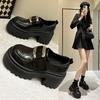 Cowhide Platform Loafers Women's Spring 2025 Velcro Versatile British Style Small Leather Shoes Single Shoes High Heel