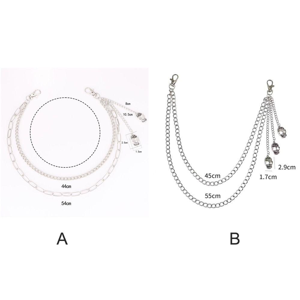 Metal Alloy Skull Waist Chain Multi-layer Jeans Chain Fashion Multi-layer Key Chains  For Women Man