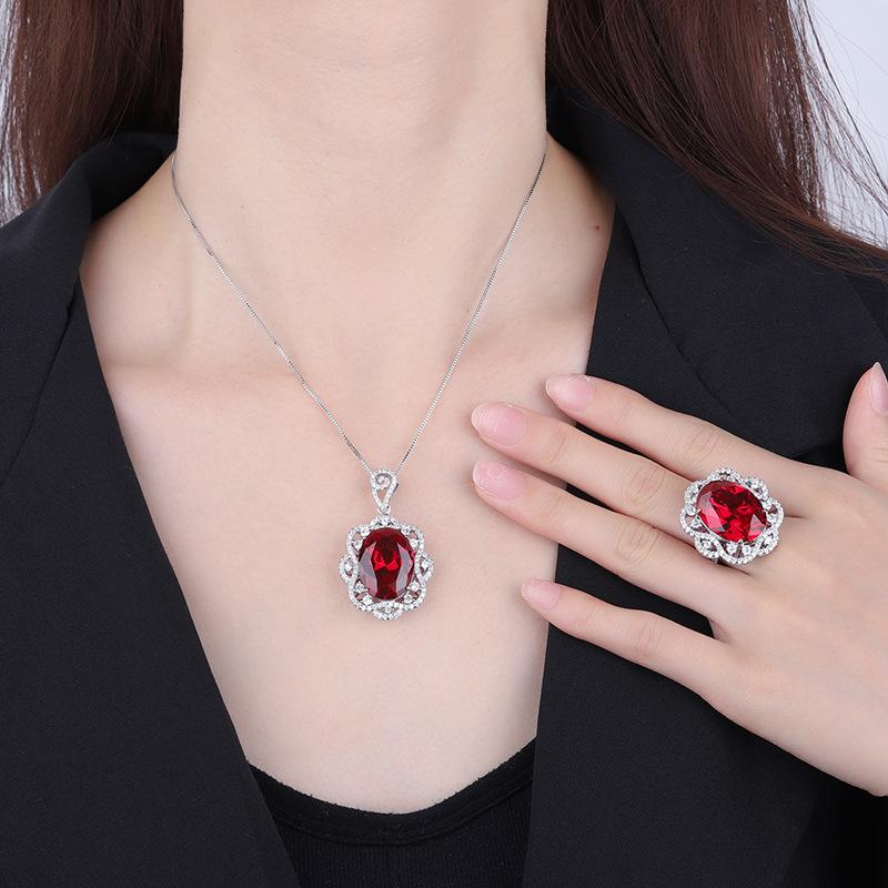 Jewelry Copper Bottom Gold-Plated Simulation Color Treasure Temperament Luxury Large Denier-Shaped Set Main Stone 15 * 20