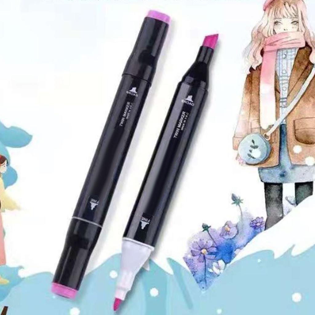 Fixy s dvojitým hrotem 60 barev Černé tělo pera Přenosný plastový materiál Fixy pro kreslení