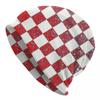 Custom Chessboard Glitter Croatia Skullies Beanies Caps Unisex Winter Warm Knitted Hat  Chess Board Bonnet Hats Outdoor Ski Cap