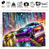 Street Racing Neon-lit Urban Landscape Digital Printing Polyester Wall Tapestry Suitable for Use Living Rooms Bedrooms Offices