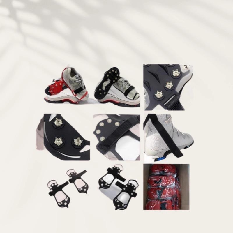 10-Tooth Silicone Ice Cleats: Anti-Slip Shoe Covers for Snow Hiking and Mountaineering