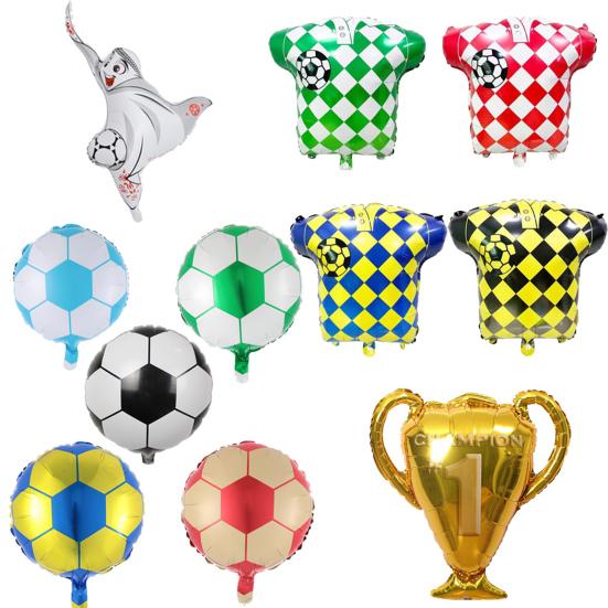 

Воздушный шар многоразового использования в спортивной тематике, высокая эластичность, не выцветает, алюминиевая фольга, спортивный воздушный шар из джерси Катара для вечеринки