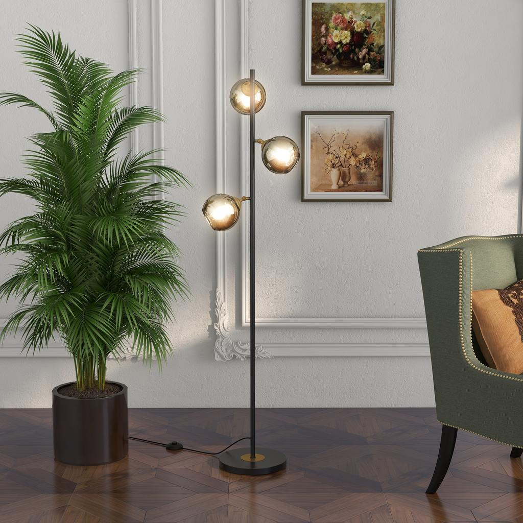 Tree Floor Lamp for Living Room Bedroom with 3 Light, Modern Standing Lamp, (Bulb not Included), 162cm, Grey