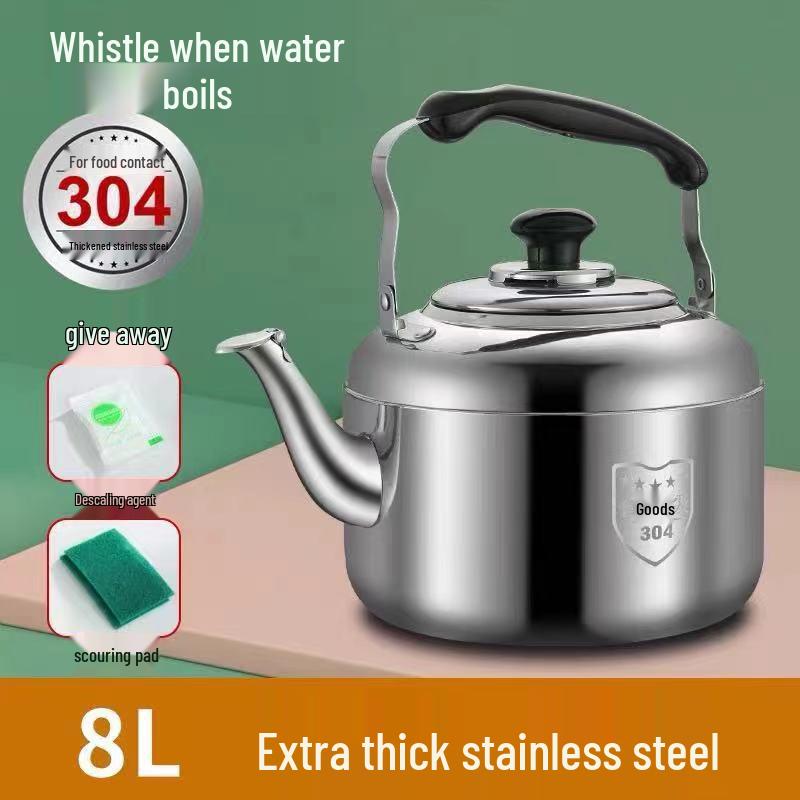 Large Capacity Stainless Steel Whistling Kettle - Thickened for Household or Commercial Use On Gas Stoves