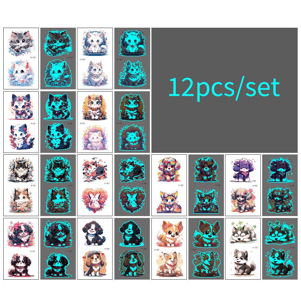 

12 шт./компл. Синий светящийся тату-стикер водонепроницаемый маленький свежий змея бабочка электрический слог вечеринка наклейки набор тату-патчи 15