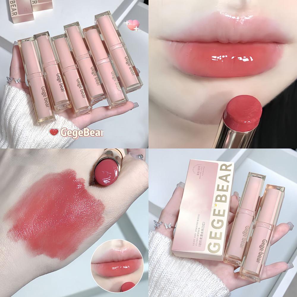 Silky Glossy Lipstick Gege Bear Pump Lips Moisture Water Bomb Comfortable Ultra Sheen Non-Stick Cup Lip Balm