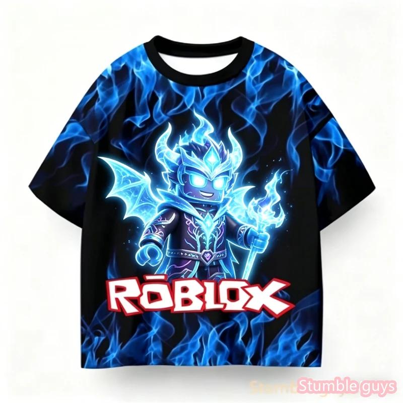 Anime Sommer Jungen Roblox Bedrucktes T-Shirt Trendiges Spielcharakter Design Lässig Kinder Mädchen Kurzarm Cartton Kinder T-Shirt