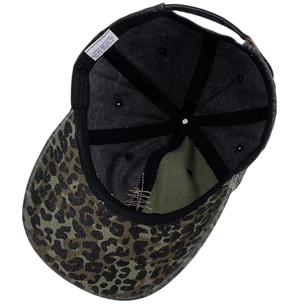 Ny Unisex Y2K Basebollkeps Mode Leopardfläck Tvättad Bomullshattar För Kvinnor Casual Boho Streetwear Stil Kvinnliga Trendiga Hattar Kepsar