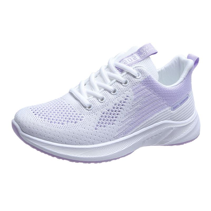 2021 summer Korean version of versatile student running shoes, lightweight soft-soled comfortable travel shoes, hollow flying woven sports shoes 