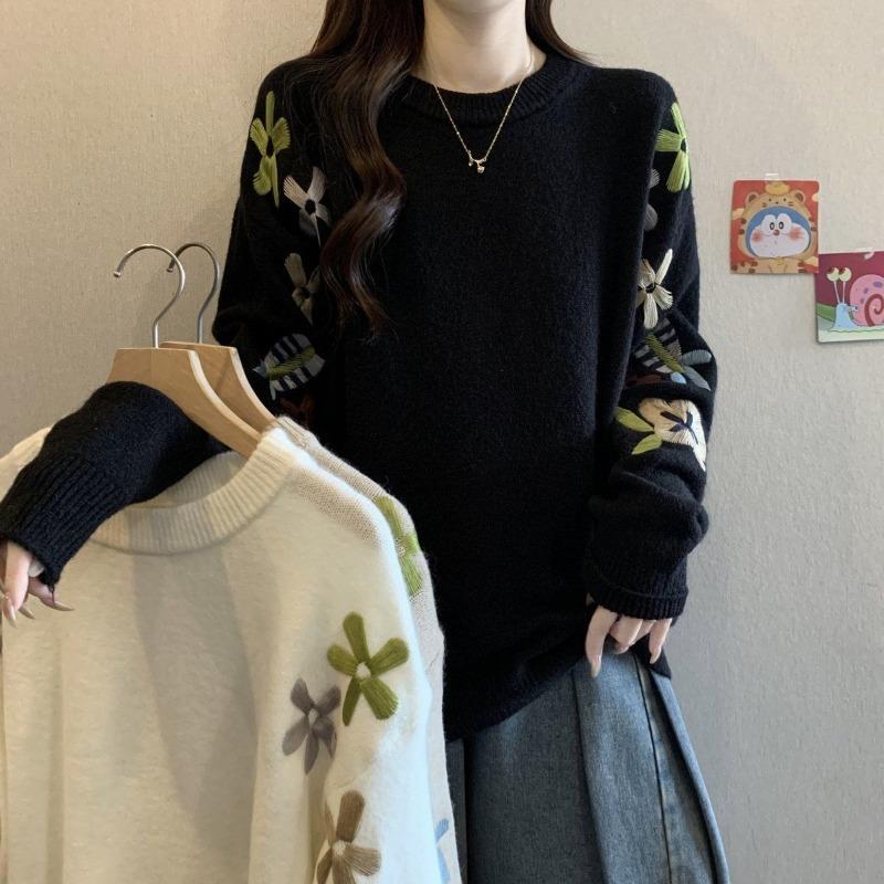 Pullover für Damen Herbst Winter Verdickter Pullover Warm Gestrickt Gestreift Rundhals Basisschicht Dehnbar Langarm Oversize Jumper Oberteile