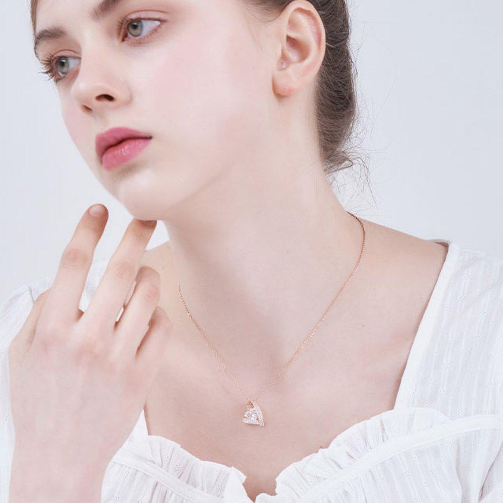 Double Heart Cubic Necklace Elbrnn235