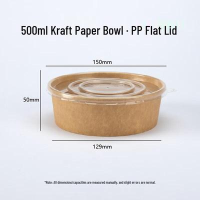 Ciotola usa e getta in carta Kraft per alimenti con coperchio