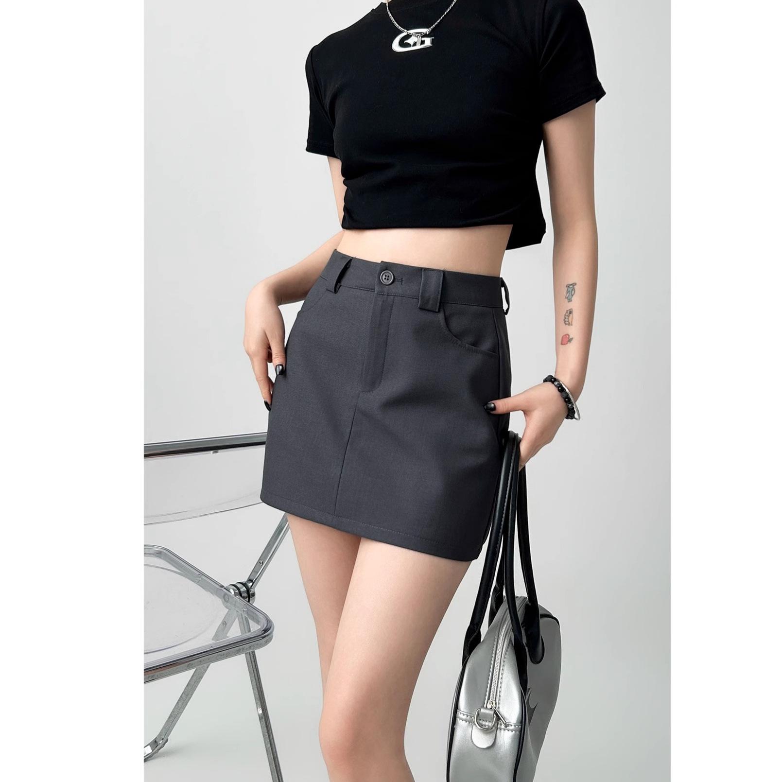 

Plus Size High Waist Gray Midi Skirt - Women s Summer A-Line, Slimming Hip Wrap, Anti-Exposure, Short Skirt. Medium